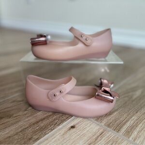 Mini Melissa Ultragirl Metallic Bow Pink Jelly Mary Jane Shoes  Size 10